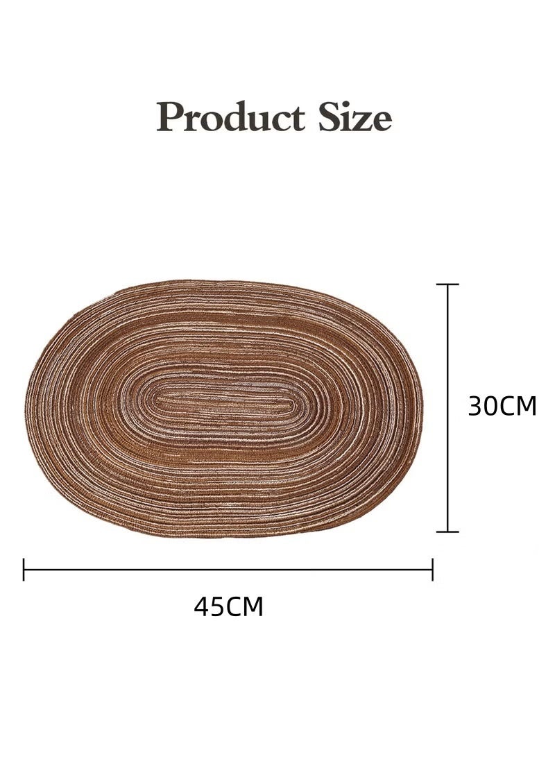 PINKSAMA Oval Braided Placemats 8 Pcs Table Mats for Dining Tables Natural Woven Heat Resistant Place Mats Brown - Image 5